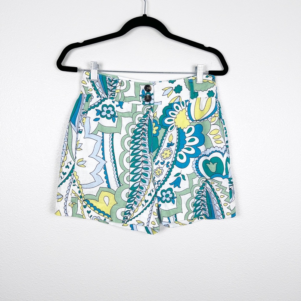 Boden Women's Westbourne Paisley Floral Linen Shorts Sz 4